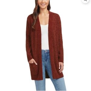 Matty M Women's Cozy Cable Open Front Chenille Cardigan Sweater